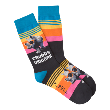 Men's Fashion Chubby Unicorn Sock - Black