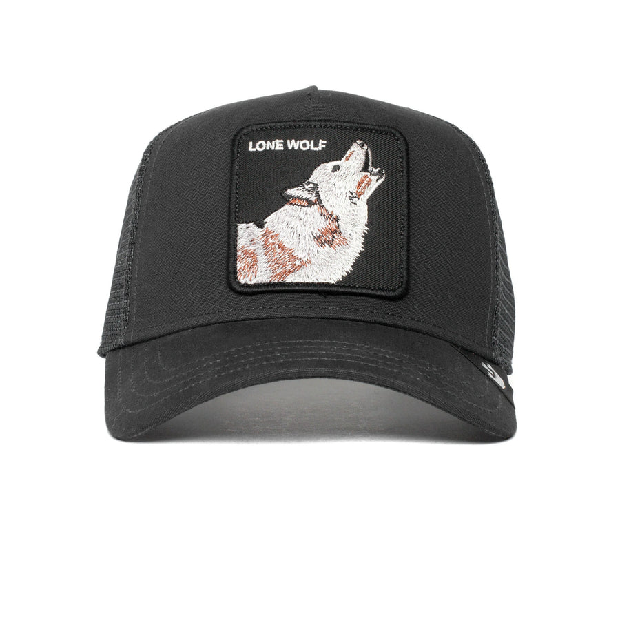 Black Lone Wolf Trucker Hat